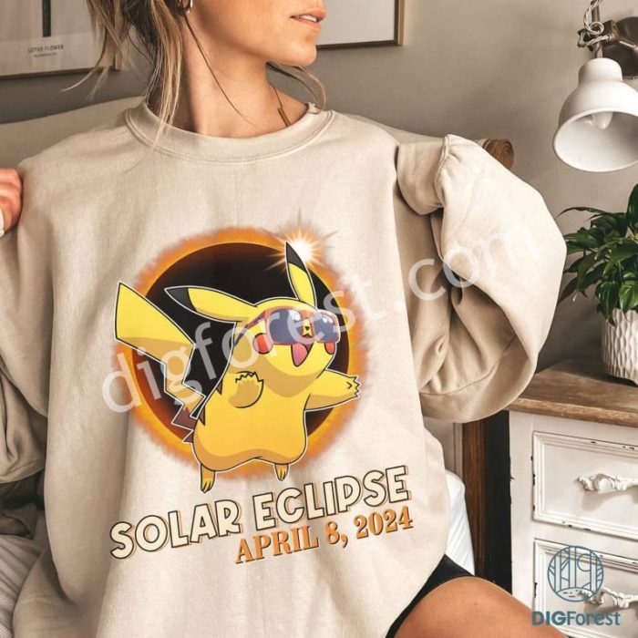 Pikachu Total Solar Eclipse PNG, Pikachu Solar Eclipse Shirt, Totality Shirt, Solar Eclipse 2024 Shirt, April 8Th 2024, Astronomy Shirt