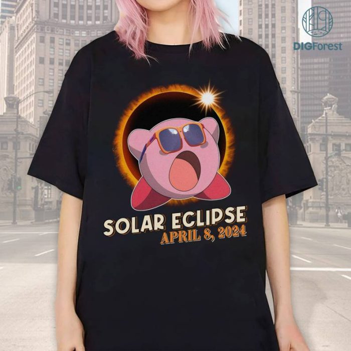 Disney Kirby Total Solar Eclipse PNG, Pink Kirby Shirt, Totality Shirt, Solar Eclipse 2024 Shirt, April 8Th 2024, Moon Astronomy Shirt