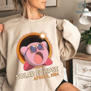 Disney Kirby Total Solar Eclipse PNG, Pink Kirby Shirt, Totality Shirt, Solar Eclipse 2024 Shirt, April 8Th 2024, Moon Astronomy Shirt