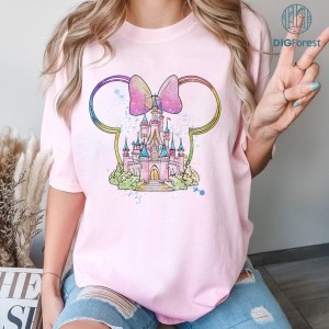 Disney Watercolor Disneyland Mickey Castle PNG, Disneyland Girl Vacation Shirt, Disneyworld Girls Trip 2023, Girl Princess Christmas Shirt
