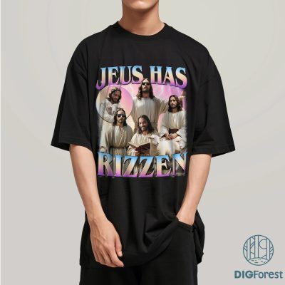 Jesus Has Rizzen Shirt | Vintage 90s Graphic Tee | Funny Christian Shirt | Distressed Oversized Bootleg Tee | Gift for Him