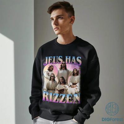 Jesus Has Rizzen Shirt | Vintage 90s Graphic Tee | Funny Christian Shirt | Distressed Oversized Bootleg Tee | Gift for Him