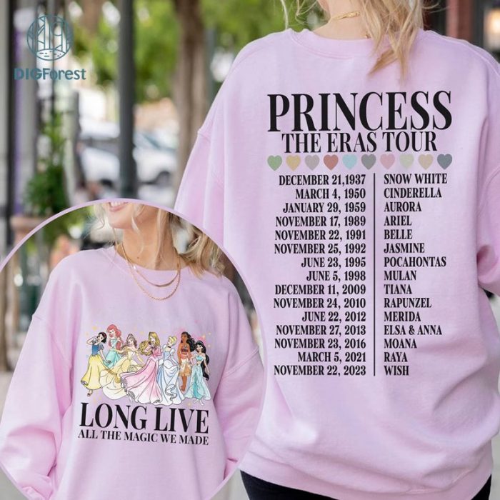 Disney Long Live All The Magic We Made Princess Eras Tour PNG| Princess Birthday | Cinderella Belle Ariel Princess Shirt | Disneyland Trip Shirt