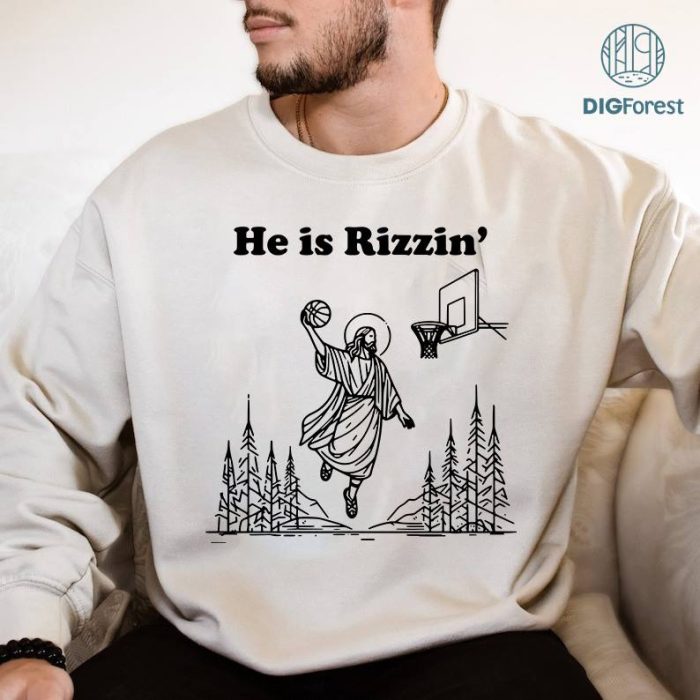 Vintage Jesus Has Rizzen Shirt Christian Sweatshirt, Easter Jesus PNG, Jesus Basketball Shirt, Jesus Playing Basketball, Religious