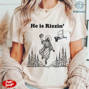 Vintage Jesus Has Rizzen Shirt Christian Sweatshirt, Easter Jesus PNG, Jesus Basketball Shirt, Jesus Playing Basketball, Religious