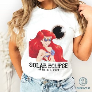 Disney Ariel Solar Eclipse Shirt, Ariel Toodler Solar Eclipse Png, Totality Png Matching, April 8Th 2024, Moon Astronomy Youth Png