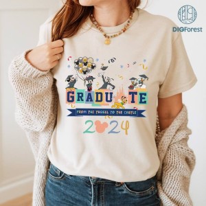 Disney Mickey and Friends Graduate Shirt, From the Tassel to the Castle PNG, Disneyland Family Graduation Senior Class of 2024, Mom Dad of the Grad