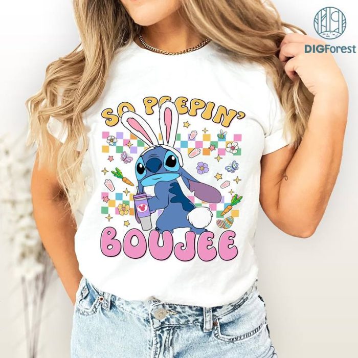 Disney Stitch So peeping Boujee Easter Day Shirt Stitch Angel Bunny Easter Shirt | Disneyland Happy Easter Day Shirt Easter Gift