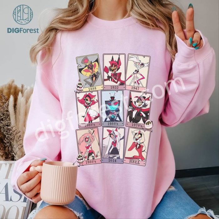 Vintage Hazbin Hotel Characters Of Years PNG, Hazbin Hotel Characters Sweatshirt, Helluva Boss Shirt, Lucifer Hazbin Hotel Shirt