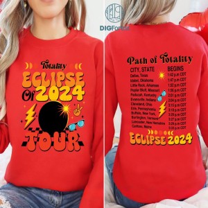 Total Solar Eclipse 2024 PNG, Double-Sided Shirt, April 8th 2024 Shirt, Eclipse Event 2024 Shirt, Celestial Shirt, Path of Totality