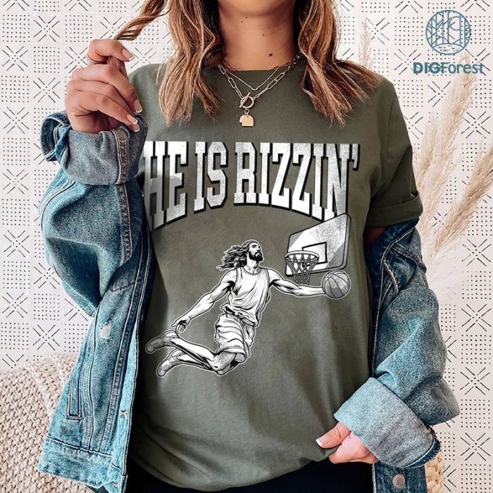 Vintage Jesus Has Rizzen PNG, Christian Sweatshirt, Easter Jesus Shirt, Jesus Basketball Shirt, Jesus Playing Basketball, Religious