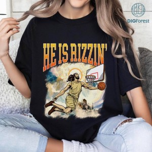Vintage Jesus Has Rizzen PNG, Christian Sweatshirt, Easter Jesus Shirt, Jesus Basketball Shirt, Jesus Playing Basketball, Religious