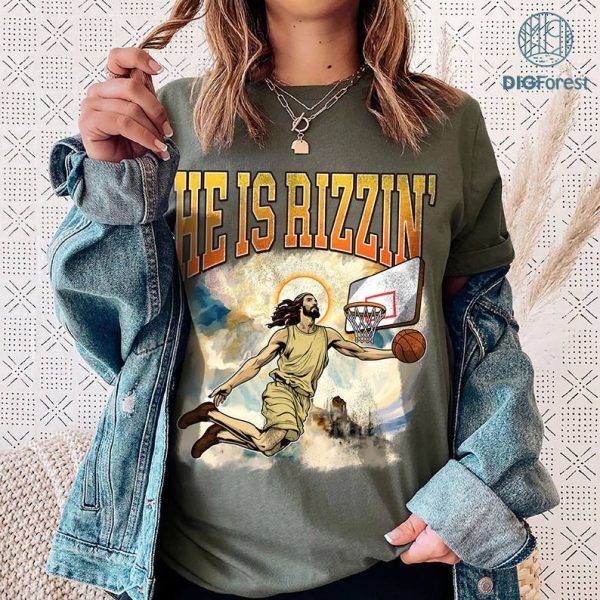 Vintage Jesus Has Rizzen PNG, Christian Sweatshirt, Easter Jesus Shirt, Jesus Basketball Shirt, Jesus Playing Basketball, Religious