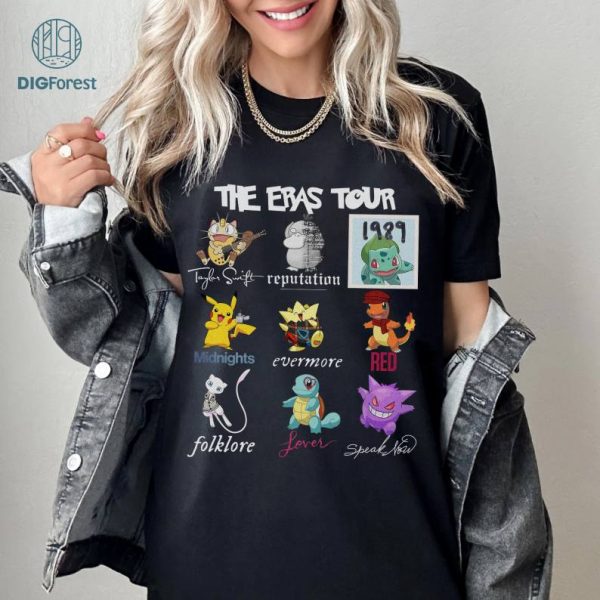 Pokeemon The Eras Tour Shirt Download | PKM Characters Shirt Download | Eevee Evolution Eras Tour PNG