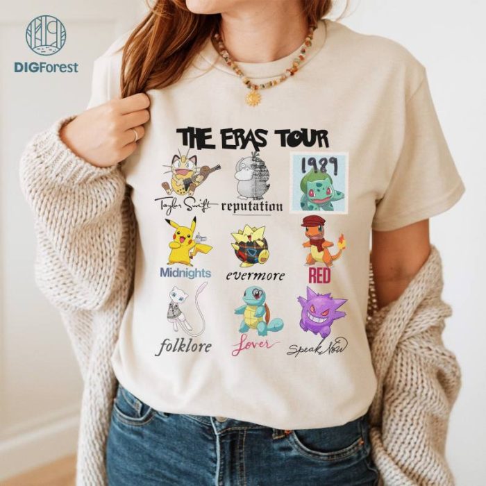 Pokeemon The Eras Tour Shirt Download | PKM Characters Shirt Download | Eevee Evolution Eras Tour PNG