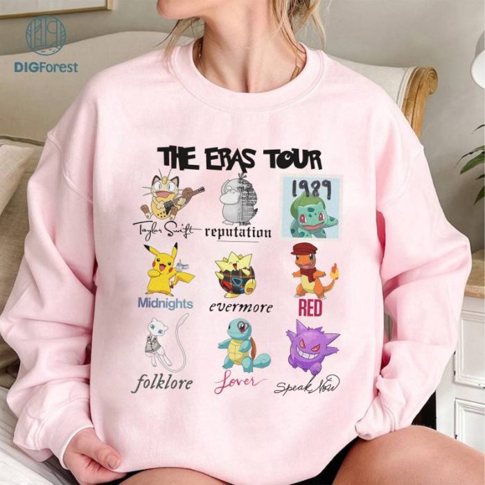 Pokeemon The Eras Tour Shirt Download | PKM Characters Shirt Download | Eevee Evolution Eras Tour PNG