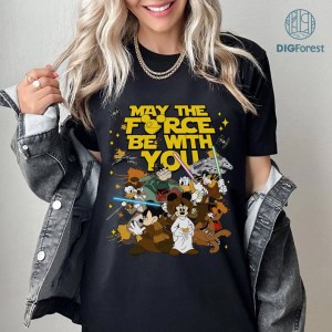 Disney Vintage May The Force Be With You PNG, Mickey And Friends StarWars Shirt, Galaxy's Edge Shirt, DisneyTrip Tee, Family Birthday Gift