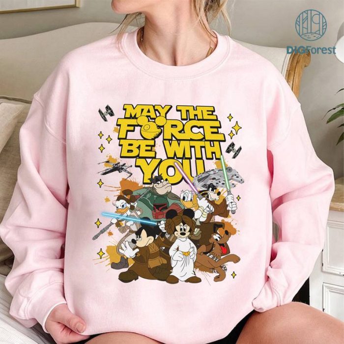 Disney Vintage May The Force Be With You PNG, Mickey And Friends StarWars Shirt, Galaxy's Edge Shirt, DisneyTrip Tee, Family Birthday Gift