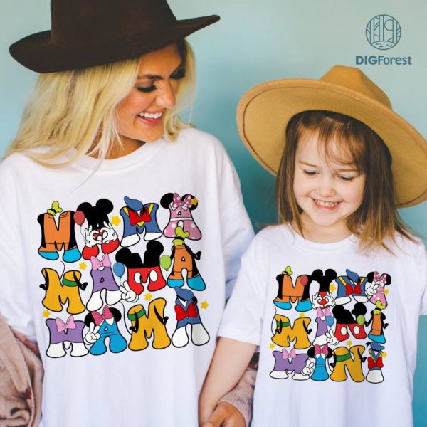 Disney Mickey & Friends Mama and Mini Bundle, Mama Minnie Shirt, Mini Mouse Shirt, WDW Mom Daughter Trip, Mothers Day Shirt, Mama Gift, Digital Download