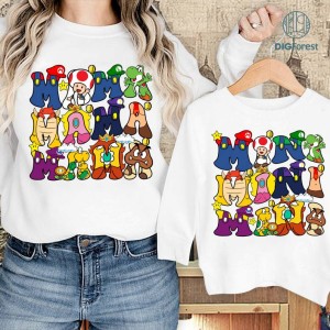 Super Mario Mama and Mini Bundle, Mama Shirt, Mini Shirt, WDW Mom Daughter Trip, Gamer Mom, Mothers Day Shirt, Mama Gift, Digital Download