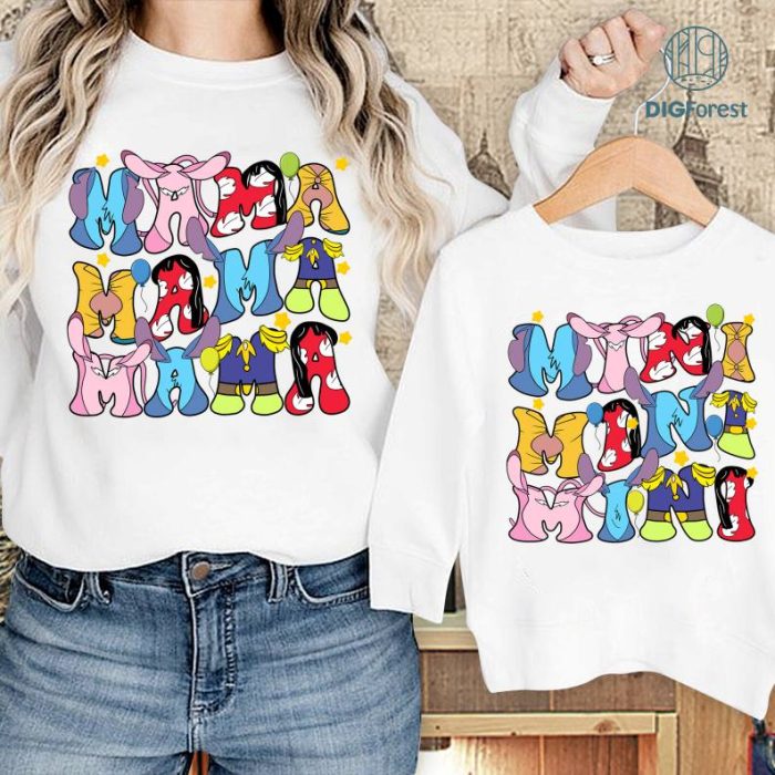 Disney Stitch Angel Mama and Mini Bundle, Mama Minnie Png, Disneyland Mom Shirt, WDW Mom Daughter Trip, Mothers Day, Mama Gift, Digital Download