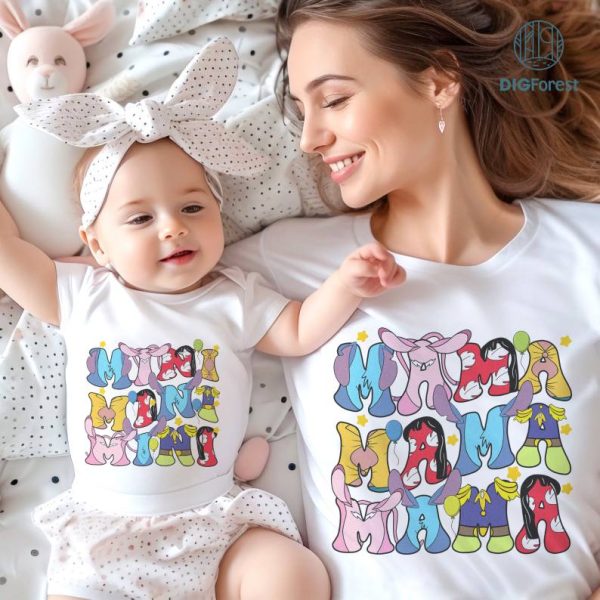 Disney Stitch Angel Mama and Mini Bundle, Mama Minnie Png, Disneyland Mom Shirt, WDW Mom Daughter Trip, Mothers Day, Mama Gift, Digital Download
