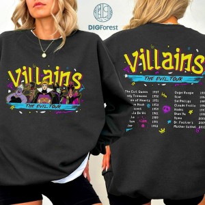 Disney Villains Evil Tour Vintage PNG, Disneyland Evil Queens Tee, Retro Disneyland Villains Characters Concert Music Shirt Evil Friends Matching