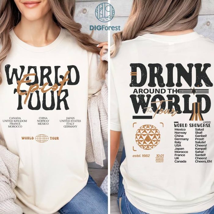 Disney Two-sided Epcot World Tour PNG, Drink Around The World Shirt, Disneyland Epcot Shirt, Epcot Disneyworld Shirt, Disneyland Trip Shirt