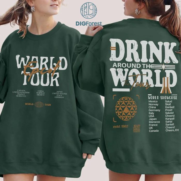 Disney Two-sided Epcot World Tour PNG, Drink Around The World Shirt, Disneyland Epcot Shirt, Epcot Disneyworld Shirt, Disneyland Trip Shirt