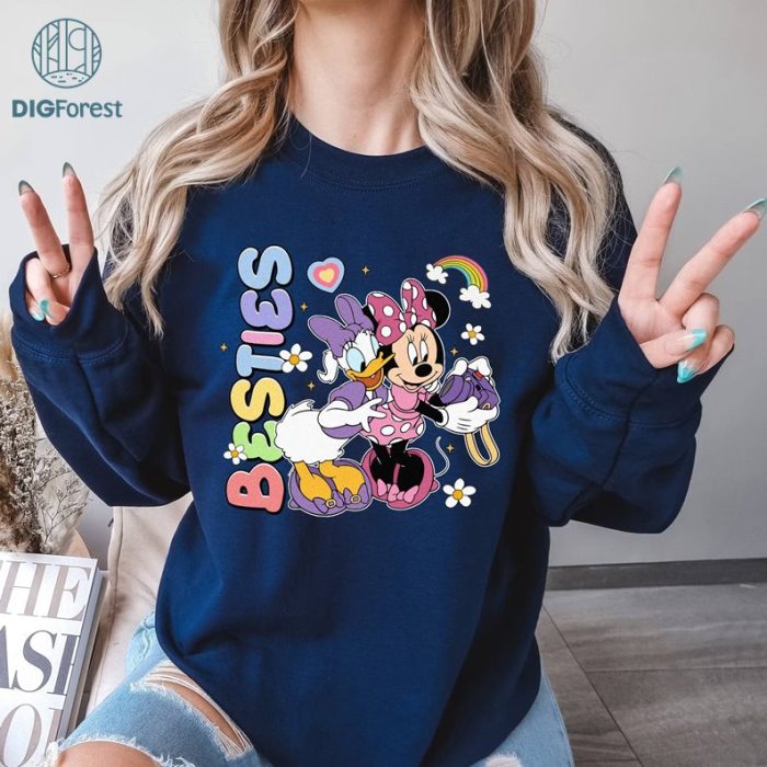 Disney Daisy Duck Minnie Mouse Besties PNG| Minnie Daisy With My Bestie Shirt | Best Friends Matching Shirt Balloons Disneyland Girl Trip Shirt