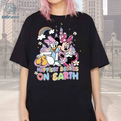 Disney Daisy Duck Minnie Mouse Happiest Besties On Earth PNG| Minnie Daisy Shirt | Best Friends Matching Shirt Disneyland Girl Trip Shirt