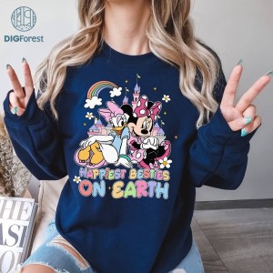 Disney Daisy Duck Minnie Mouse Happiest Besties On Earth PNG| Minnie Daisy Shirt | Best Friends Matching Shirt Disneyland Girl Trip Shirt