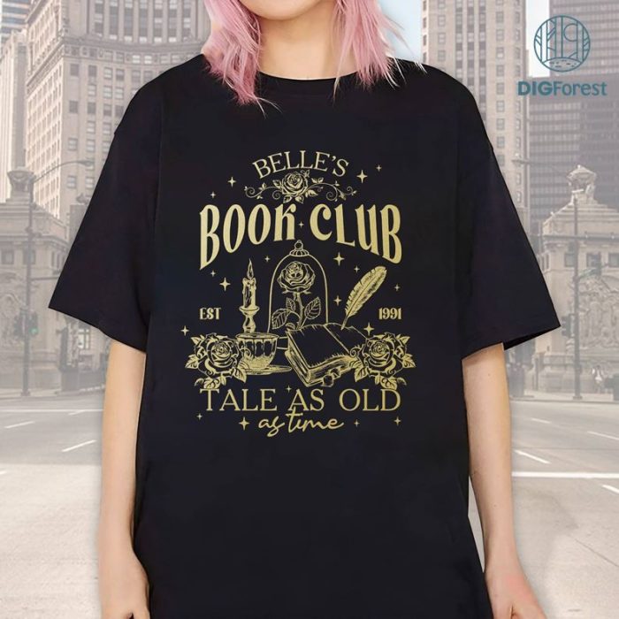 Disney Vintage Retro Rock Tale as Old As Time Belle's Book shop PNG| Beauty And the Beast Belle Princess Tee | Disneyland Princess Shirt