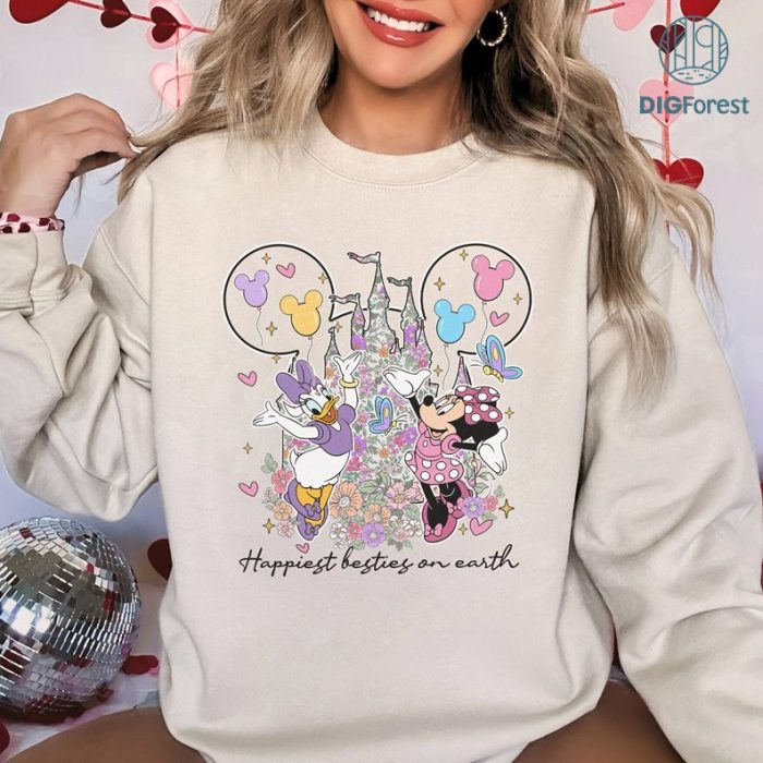 Disney Vintage Daisy and Minnie Besties PNG, Happiest Besties Shirt, Minnie Mouse Shirt, Daisy Duck Shirt, Magic Kingdom Shirt, Disneytrip Shirt