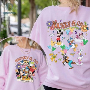 Two-Side Disneyland Mickey & Co Est 1928, Vintage T-shirt Disney Mickey And Friends Group Matching Tee Disneyland Family Vacation 2024 Birthday Trip