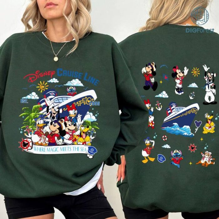 Two-sided Disney Mickey & Friends Disneyland Cruise Line Est 1995 Shirt, Where Magic Meets The Sea, Family Cruise Trip 2024, Disneyland Wish Dream