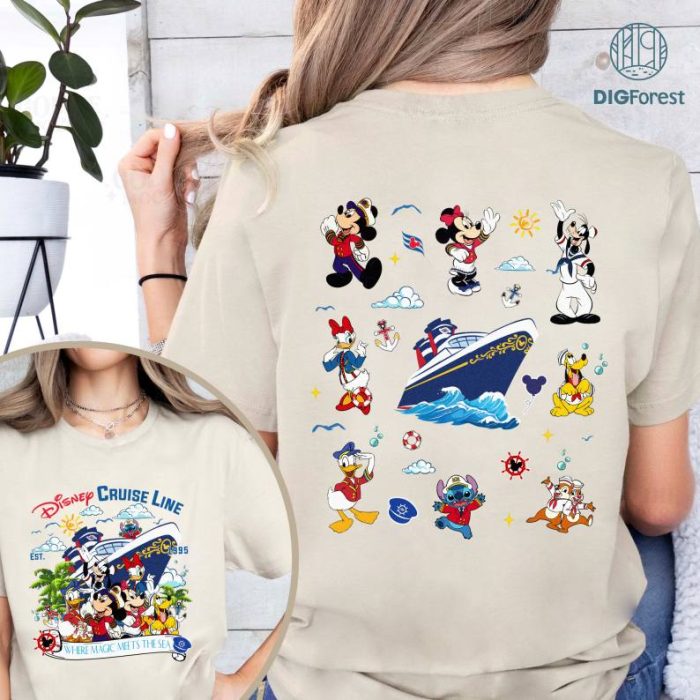 Two-sided Disney Mickey & Friends Disneyland Cruise Line Est 1995 Shirt, Where Magic Meets The Sea, Family Cruise Trip 2024, Disneyland Wish Dream