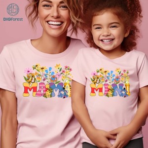 Disney Pooh and Friends Mama Mini Bundle, Vintage Floral Mama Mini Matching Shirt, New Mom Shirt, Mama Shirt, Mothers Day Shirt, Gift For Mom