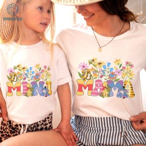 Disney Pooh and Friends Mama Mini Bundle, Vintage Floral Mama Mini Matching Shirt, New Mom Shirt, Mama Shirt, Mothers Day Shirt, Gift For Mom
