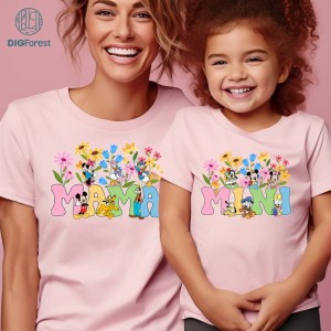 Disney Mickey and Friends Mama Mini Bundle, Floral Mama Mini Matching Shirt, New Mom Shirt, Mama Shirt, Mothers Day Shirt, Gift For Mom, Mom Shirt
