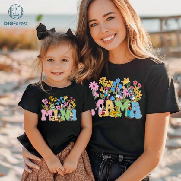Disney Mickey and Friends Mama Mini Bundle, Floral Mama Mini Matching Shirt, New Mom Shirt, Mama Shirt, Mothers Day Shirt, Gift For Mom, Mom Shirt