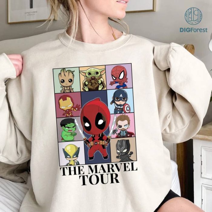 Funny Avengers Eras Tour Shirt | Super Hero Chibi Characters Shirt | Disneyland Superheroes Shirt | Super Heroes Birthday Party Shirt