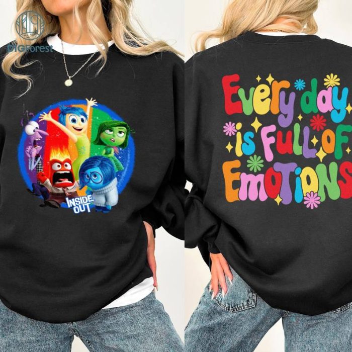 Disney Two Sided Everyday Is Full Of Emotions Shirt, Pixar Inside Out Shirt, Disneyland Inside Out Therapy Psychology Tee, Disneyland Family Trip