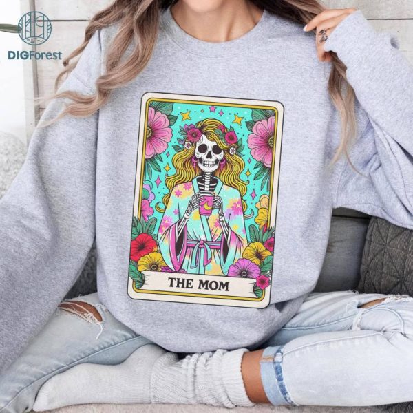 Mother's Day Tarot Cinco De Mayo Floral Mom Shirt| Woman Skeleton Mother Design, Witchy Vibes Skull Mama Shirt