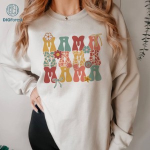 Mother's Day MaMa Groovy Shirt | Mama Floral Shirt | Mother's Day Gift | Cool Mom Shirt | Gift For Mom | Coquette Bow Mother's Day Tee