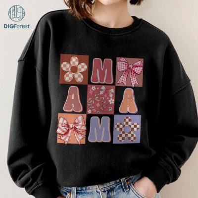 Mother's Day Mama Floral Design Shirt | Mama Coquette Pink Bow Shirt | Mother's Day Gift | Cool Mom Shirt | Gift For Mom