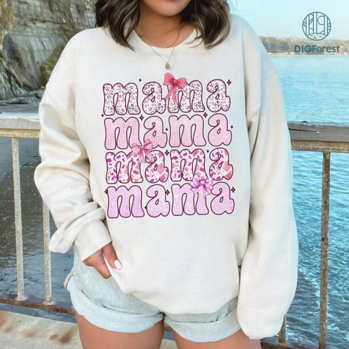 Leopard Mama Coquette Pink Bow Mother's Day Shirt | Mother's Day Gift | Cool Mom Shirt | Gift For Mom