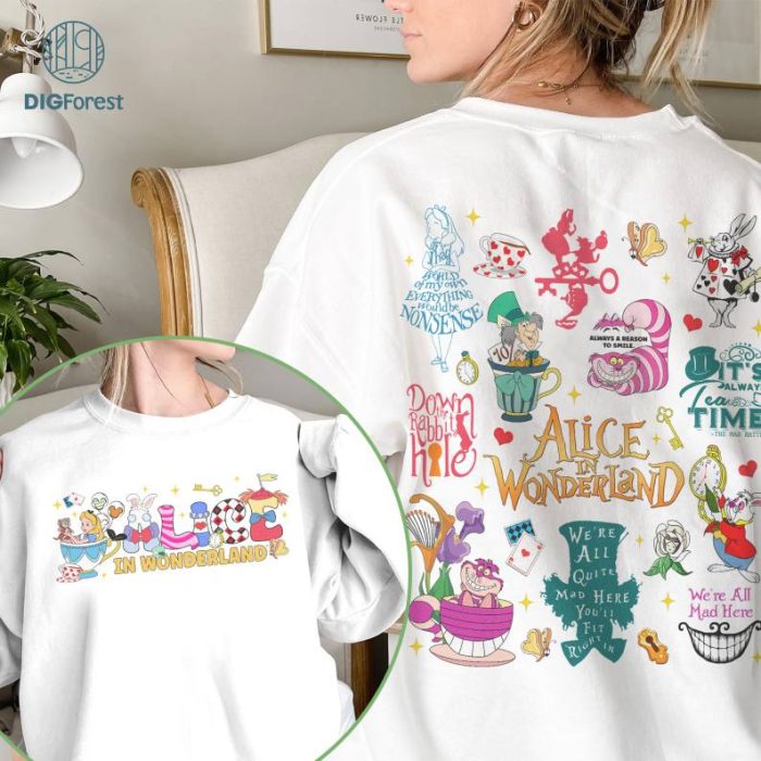 Disney Two-sided Alice in Wonderland Shirt | Mad Hatter Shirt, Cheshire Cat Shirt | Alice Princess Shirt | Disneyland Trip Shirt