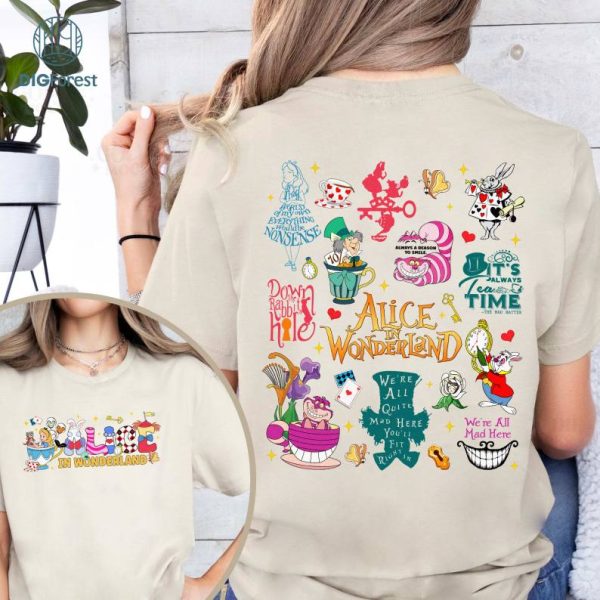Disney Two-sided Alice in Wonderland Shirt | Mad Hatter Shirt, Cheshire Cat Shirt | Alice Princess Shirt | Disneyland Trip Shirt