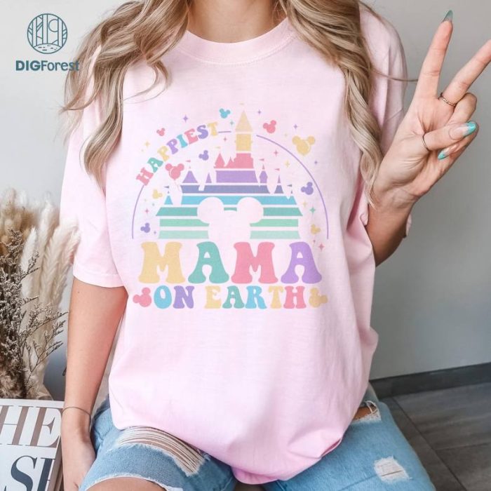 Disney Happiest Mama On Earth Shirt | Mama Png Sublimation Design | Disneymom Png | Magical Castle Mouse Ears Png | Mothers Day Gift | Mom Png